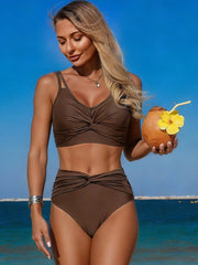 Emoswim - Women’s High Waisted Tummy Control Bikini Sets Full Coverage Bathing Suit