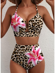 Emoswim - 2026 Summer Two Piece Bikini Set U-Wire Cutout High Waisted Swimsuit-Black