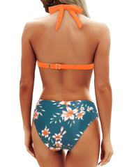 Emoswim - Women Two Piece Bathing Suits Push Up Bikini Set Halter Swimsuit Vintage Swimwear