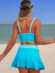 Emoswim - Women's High Waisted Bikini Sets Tummy Control Swim Skirt Two Piece Swim Suit