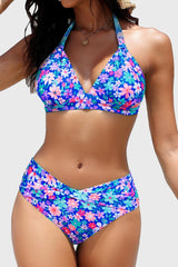 Emoswim - Women Two Piece Bathing Suits Push Up Bikini Set Halter Swimsuit Vintage Swimwear