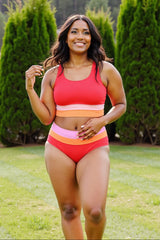 Emoswim - Black Colorblock Cut Back Bikini Set