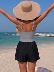Emoswim - Women's Swim Romper With Pocket Tummy Control One Piece Shorts Swimsuit