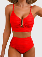 Emoswim - 2026 Summer Two Piece Bikini Set U-Wire Cutout High Waisted Swimsuit-Black