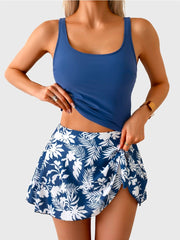Emoswim - Tankini Swimsuit for Women Tummy Control Two Piece Bathing Suit High Waisted Tank Top with Swim Skirt