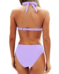 Emoswim - Women Two Piece Bathing Suits Push Up Bikini Set Halter Swimsuit Vintage Swimwear