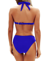 Emoswim - Women Two Piece Bathing Suits Push Up Bikini Set Halter Swimsuit Vintage Swimwear