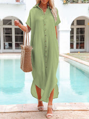 Emoswim - White Solid Color Long Sun-proof Cardigan Cover Up