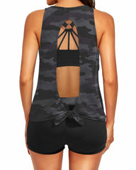 Emoswim - Women's 3 Piece Scoop Neck Criss Cross Tankini Swimsuits-Teal