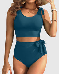 Emoswim - Two Piece High Waisted Swimsuits Women Tummy Control Bikini Modest Bathing Suit