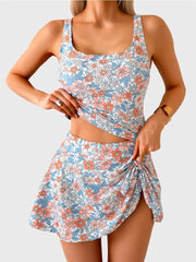 Emoswim - Tankini Swimsuit for Women Tummy Control Two Piece Bathing Suit High Waisted Tank Top with Swim Skirt