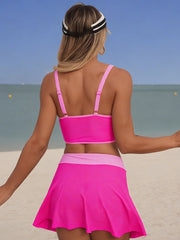 Emoswim - Women's High Waisted Bikini Sets Tummy Control Swim Skirt Two Piece Swim Suit