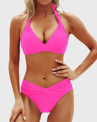 Emoswim - Women Two Piece Bathing Suits Push Up Bikini Set Halter Swimsuit Vintage Swimwear