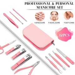 Emoswim - Manicure Pedicure Set 12 Pcs Nail Care Kit for Women Nail Grooming Kit