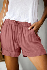 Emoswim - Womens Drawstring Shorts Summer Elastic Waist Casual Lightweight with Pockets