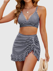 Emoswim - Women's High Waisted Bikini Sets Tummy Control Swim Skirt Two Piece Swim Suit