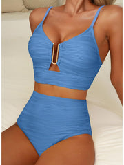 Emoswim - 2026 Summer Two Piece Bikini Set U-Wire Cutout High Waisted Swimsuit-Black