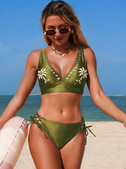 Emoswim - Women's Bikini Set Two Piece Swimsuit Tree Hollow V Neck Bathing Suit