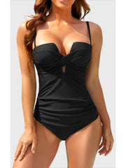 Emoswim - Women's Push Up Wrap Front Swimsuit One Piece Tummy Control Bathing Suits Bandeau Support Slimming Swimwear