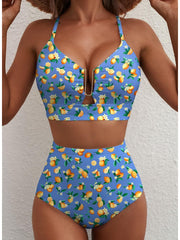 Emoswim - 2026 Summer Two Piece Bikini Set U-Wire Cutout High Waisted Swimsuit-Black