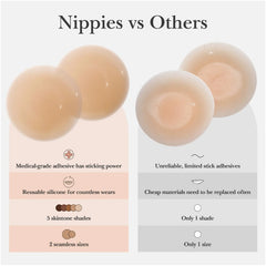 Emoswim - Nipple Cover Sticky Adhesive Silicone Nipple Pasties Reusable Pasty Nipple Covers for Women with Travel Box
