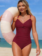 Emoswim - Women's One Piece Swimsuit Tummy Control Bathing Suit Gold Metal Full Coverage Slimming Swimwear