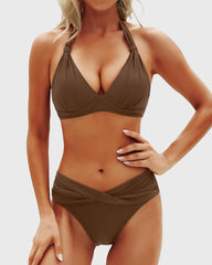 Emoswim - Women Two Piece Bathing Suits Push Up Bikini Set Halter Swimsuit Vintage Swimwear