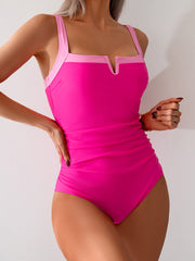 Emoswim - Women's One Piece Swimsuits Color Block Slimming Tummy Control Bathing Suit V Vired Full Coverage Swimwear