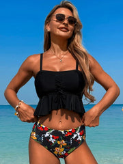Emoswim - Women's Two Pieces Bikini Set Ruffle Falbala Swimwear Bathing Suits