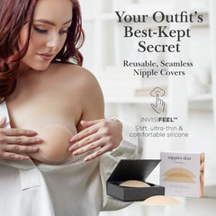 Emoswim - Nipple Cover Sticky Adhesive Silicone Nipple Pasties Reusable Pasty Nipple Covers for Women with Travel Box