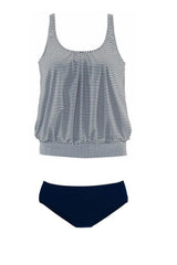 Emoswim - Blue Stripes Tankini With Shorts Drawstring