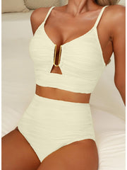 Emoswim - 2026 Summer Two Piece Bikini Set U-Wire Cutout High Waisted Swimsuit-Black