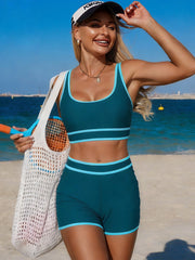 Emoswim - Women's Two Piece swimsuit Solid Color Sexy Sporty Conservative Bikini Swimsuit