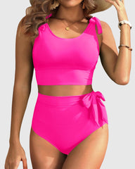Emoswim - Two Piece High Waisted Swimsuits Women Tummy Control Bikini Modest Bathing Suit