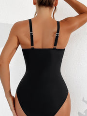 Emoswim - Women Plus Size One Piece Swimsuit V Neck Mesh Sheer Tummy Control Bathing Suit